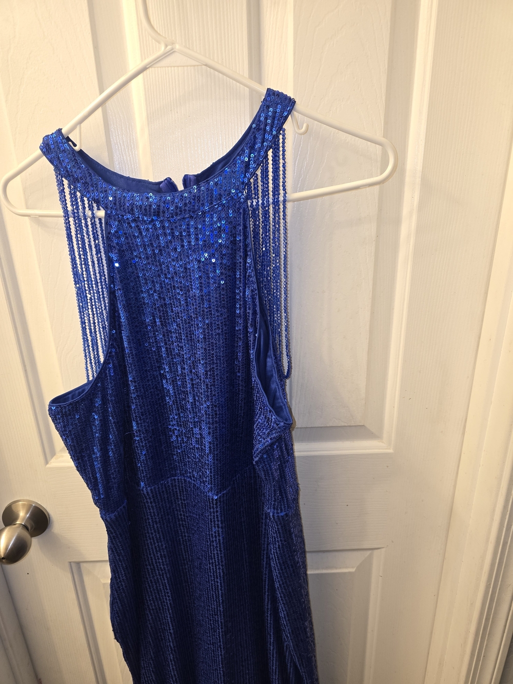 Women’s Sequin Halter Dress - Electric Blue